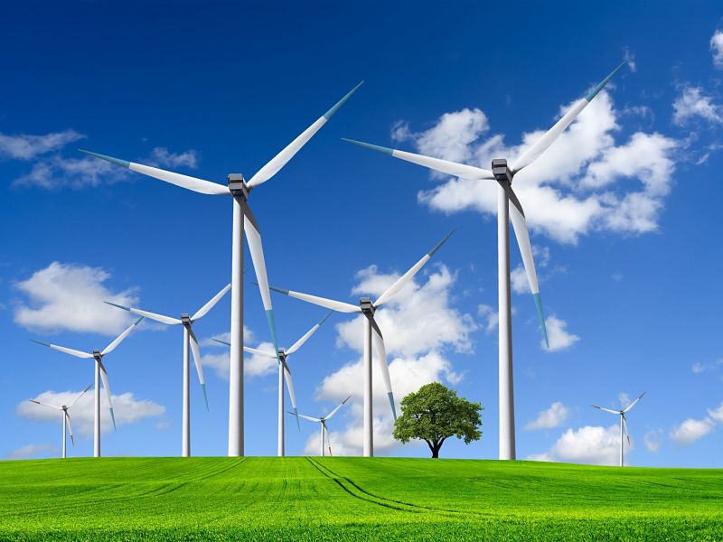 9168253 wind turbines farm on green field